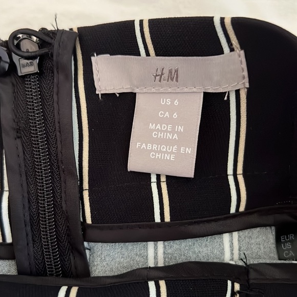 H&M Skirt with Tie Belt - Black with khaki and white stripes US 6 - Picture 4 of 4